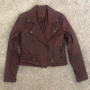 New BLANK NYC Vegan Leather Jacket, Maroon, Small